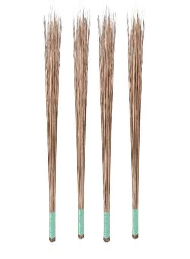 Natural Coconut Broom Sticks for Floor Cleaning (Brown, Large) -Pack of 4